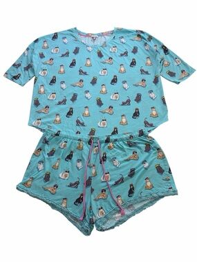 PJ Salvage Cool Cats Pajama Short Set Blue Size 2X